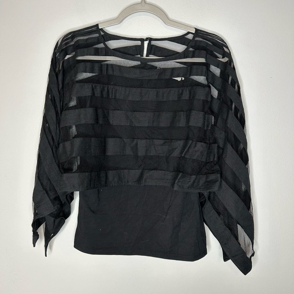 Anne Fontaine Black Layered Sheer Striped Top